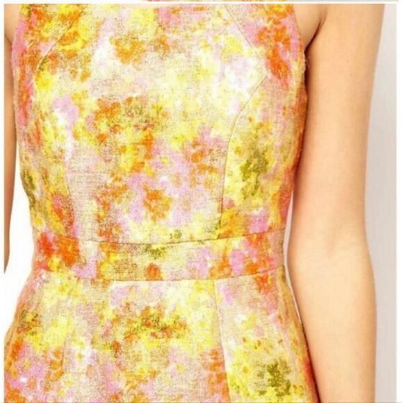 NWT Free People Metallic Gold Shimmer Floral Baroque Dress - Picture 9 of 9